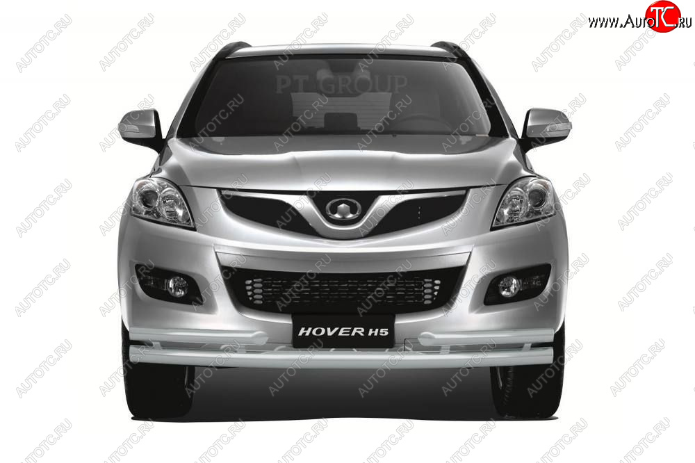 6 529 р. Защита переднего бампера (с углами, Ø63 и 51) Petroil Tuning  Great Wall Hover H3 (2010-2014)  дорестайлинг (окрашенный в цвет серебристый (Искра))  с доставкой в г. Керчь