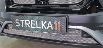 Защитная сетка радиатора в бампер (ячейка 3х7 мм, низ, парктроник) Стрелка11 Стандарт Honda CR-V RW,RT рестайлинг (2019-2022) (хром)