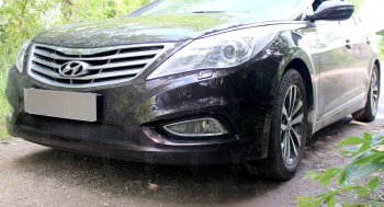 Защитная сетка радиатора в бампер (ячейка 3х7 мм) Стрелка11 Стандарт Hyundai Grandeur  HG (2011-2015) (черная)