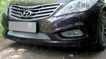 Защитная сетка радиатора в бампер (ячейка 3х7 мм) Стрелка11 Стандарт Hyundai Grandeur  HG (2011-2015) (хром)