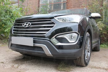 Защитная сетка радиатора в бампер (ячейка 3х7 мм) Стрелка11 Стандарт Hyundai Grand Santa Fe  1 DM (2013-2016) дорестайлинг (черная)
