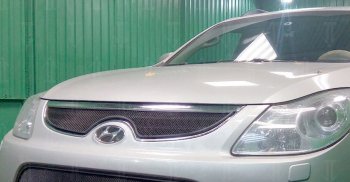 Защитная сетка в решетку радиатора (ячейка 3х7 мм) Стрелка11 Стандарт Hyundai IX55  EN (2006-2013) (черная)