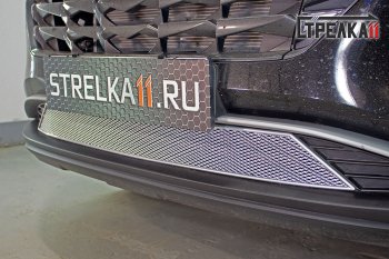 Защитная сетка радиатора в бампер (ячейка 4х10 мм) Стрелка11 Премиум Hyundai Tucson  NX4 (2020-2022) (хром)