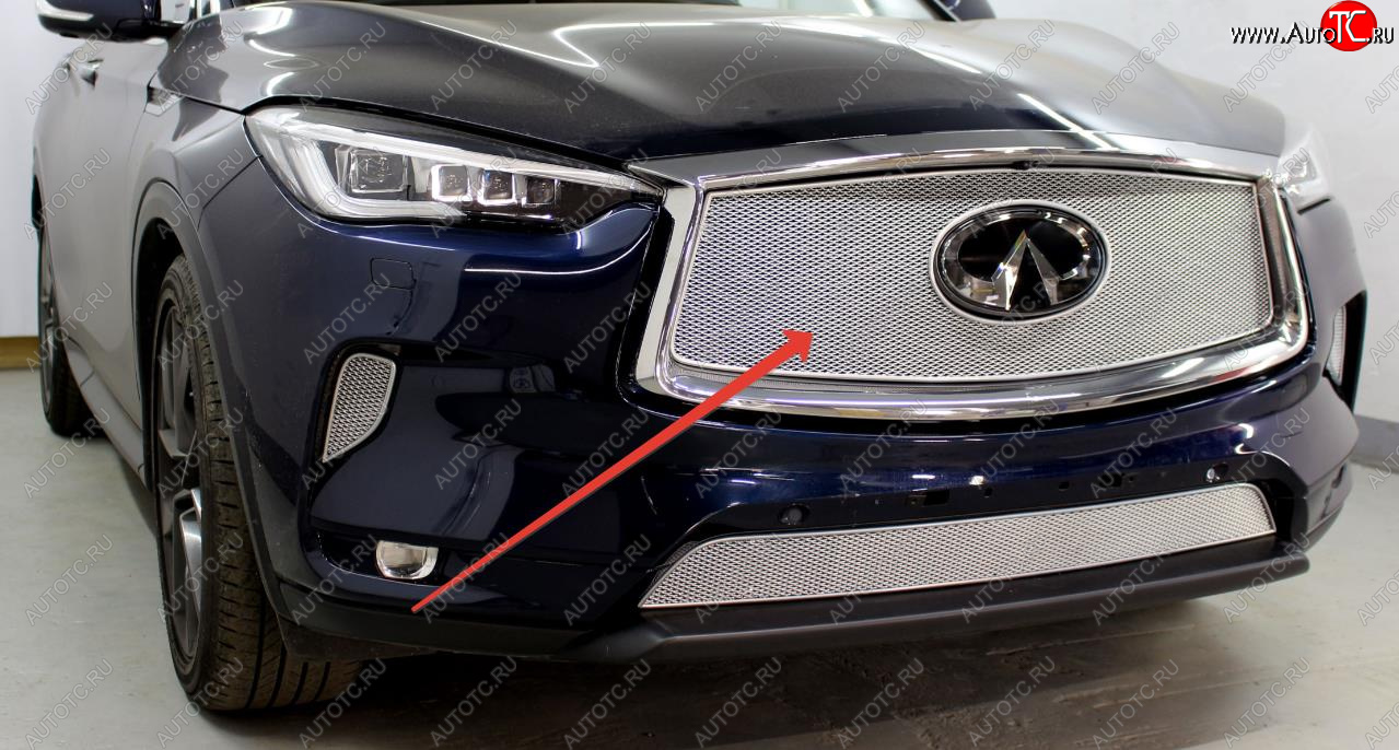 6 349 р.           Защита радиатора Infiniti QX50 2021- chrome верх PPREMIUM  INFINITI Qx50  J55 (2017-2022) (цвет: хром)  с доставкой в г. Керчь