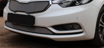 Защитная сетка радиатора в бампер (ячейка 3х7 мм) Стрелка11 Стандарт KIA Cerato  3 YD (2013-2016) дорестайлинг седан (хром)