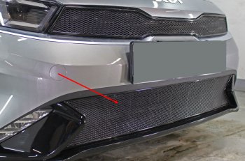 Защитная сетка радиатора в бампер (ячейка 4х10 мм) Стрелка11 Премиум KIA Cerato  4 BD (2021-2025) рестайлинг седан (цвет: черный)