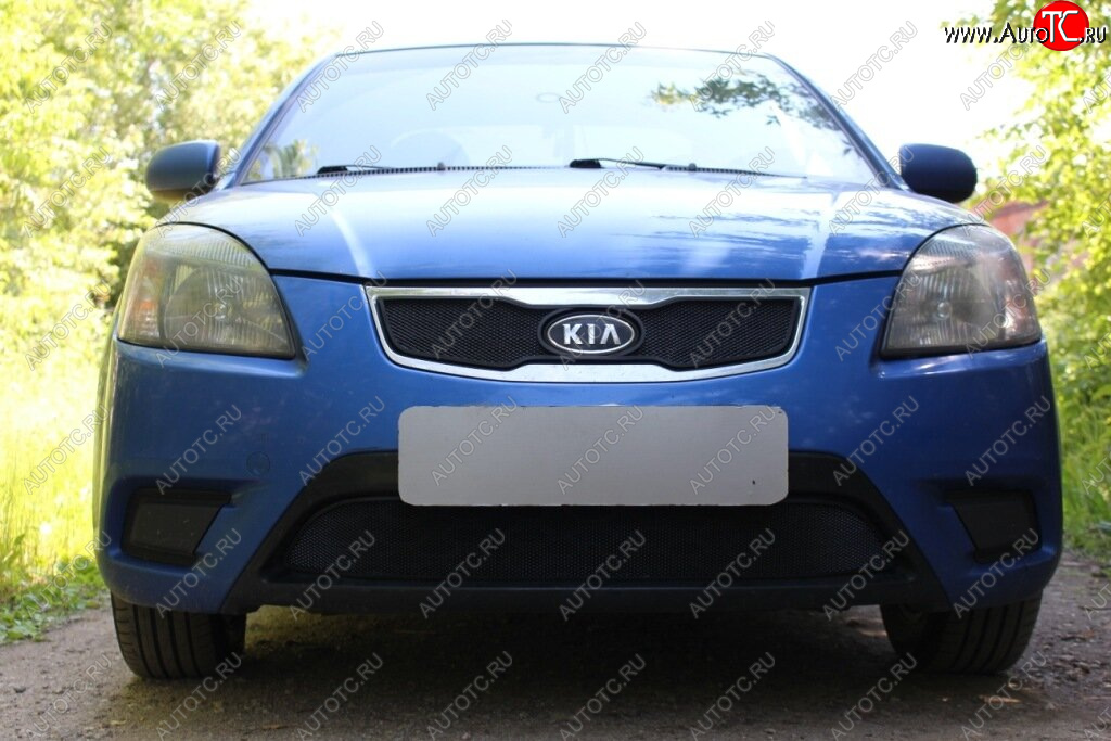 2 899 р.      Защита радиатора KIA RIO 2009-2011 black верх  KIA Rio  2 JB (2009-2011) рестайлинг седан, рестайлинг, хэтчбэк 5 дв. (черная)  с доставкой в г. Керчь