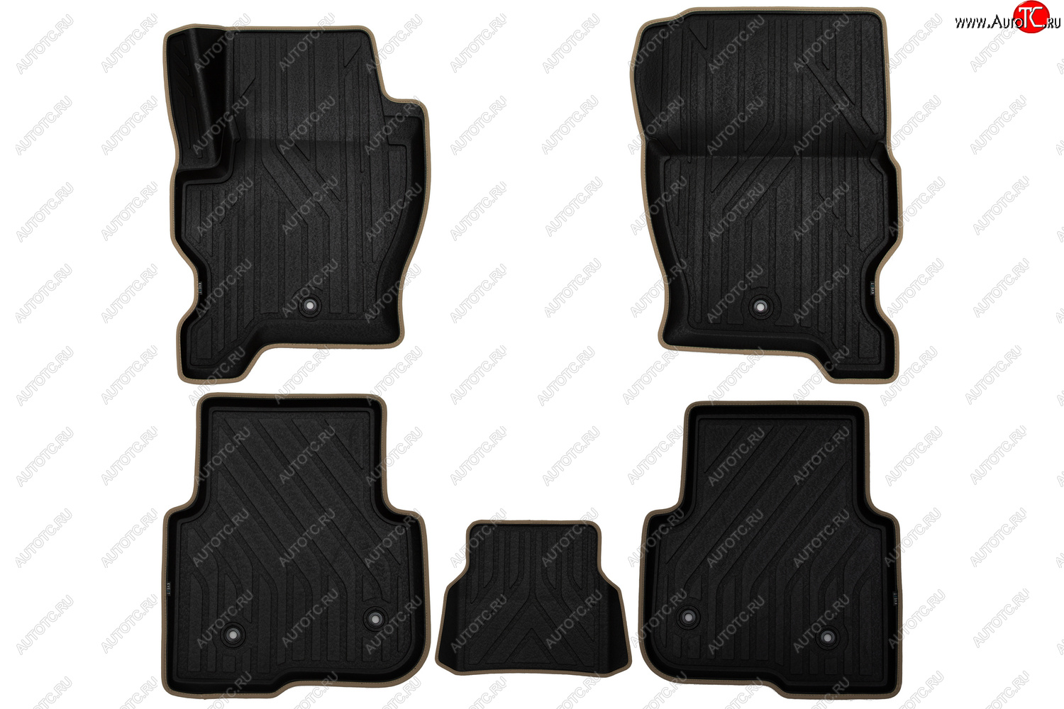5 999 р. Коврики салона (Polystar) KVEST 3D Land Rover Discovery 4 L319 (2009-2016) (Чёрные с бежевым)  с доставкой в г. Керчь