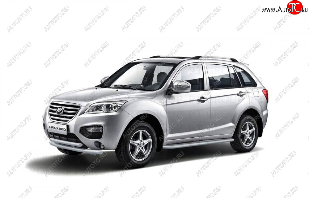 9 999 р. Защита порогов с алюм. площадкой 51мм ИСКРА (ППК) LIFAN X60 2012-  Lifan X60 (2011-2025) дорестайлинг, 1-ый рестайлинг, 2-ой рестайлинг (окраска в серебристый (Искра))  с доставкой в г. Керчь
