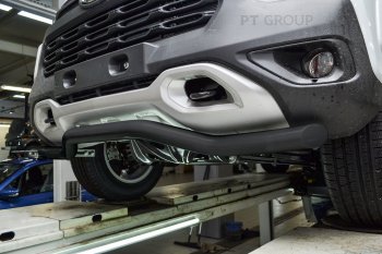 6 199 р. Защита переднего бампера (волна, Ø63) Petroil Tuning Лада Нива Трэвел (212300-80) (2021-2025) (сталь в цвет черный (Шагрень))  с доставкой в г. Керчь. Увеличить фотографию 4