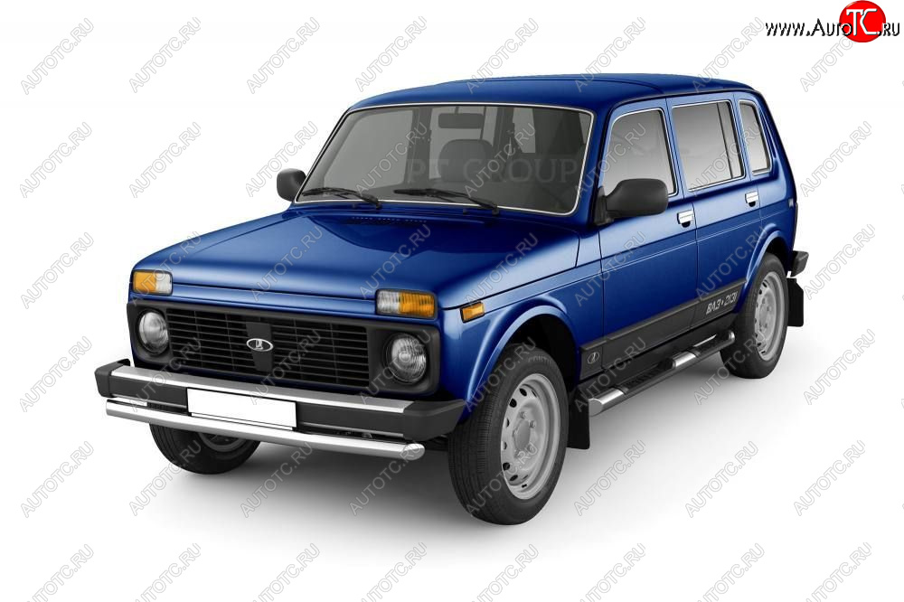 19 499 р. Защита порогов (с накладками, Ø76 мм) Petroil Tuning  Лада нива 4х4  2131 (1993-2019) 5 дв. дорестайлинг (полированная нержавейка)  с доставкой в г. Керчь