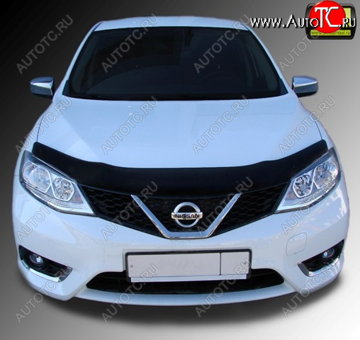 1 329 р. Дефлектор капота SIM Nissan Tiida 2 хэтчбек C13 дорестайлинг (2015-2016)  с доставкой в г. Керчь
