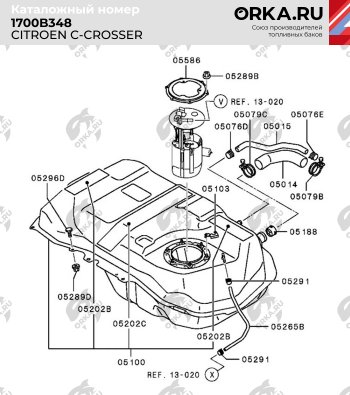 21 699 р. Топливный бак (пластик, 50 л.) BAKPLAST  CITROEN C-crosser (2007-2012)  с доставкой в г. Керчь. Увеличить фотографию 2