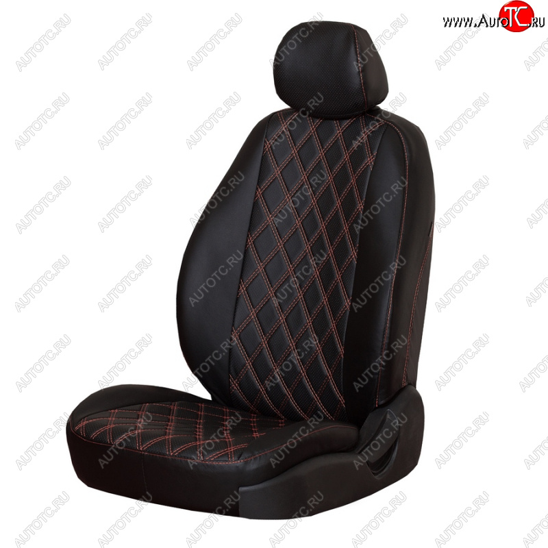 4 999 р. Чехлы сидений (экокожа, 2/3) ПЕТРОВ Орегон Ромб  Nissan Almera  G15 (2012-2019) седан (черный)  с доставкой в г. Керчь