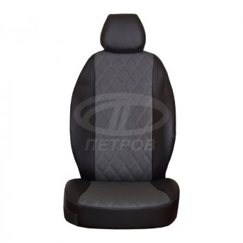 4 999 р. Чехлы сидений (экокожа, 2/3) ПЕТРОВ Орегон Ромб  Nissan Almera  G15 (2012-2019) седан (черный/серый)  с доставкой в г. Керчь. Увеличить фотографию 2