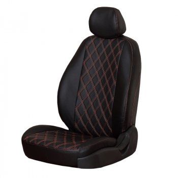 4 999 р. Чехлы сидений (экокожа, 2/3 airbag, №2) ПЕТРОВ Орегон Ромб  Renault Duster  HS (2015-2021) рестайлинг (черный/красная нить)  с доставкой в г. Керчь. Увеличить фотографию 2
