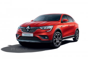 Защита порогов (вогнутая, Ø51 мм) Petroil Tuning Renault Arkana (2019-2025) (полированная нержавейка)