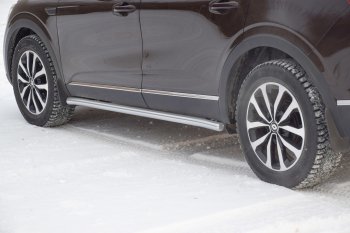 Защита порогов (вогнутая, Ø51 мм) Petroil Tuning Renault Arkana (2019-2025) (Порошково полимерно покрытие (ИСКРА))