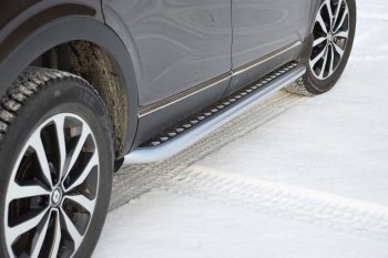 Защита порогов (с алюм. площадкой, Ø51 мм) Petroil Tuning Petroil Tuning Renault Arkana (2019-2025) (окраска в серебристый (Искра))