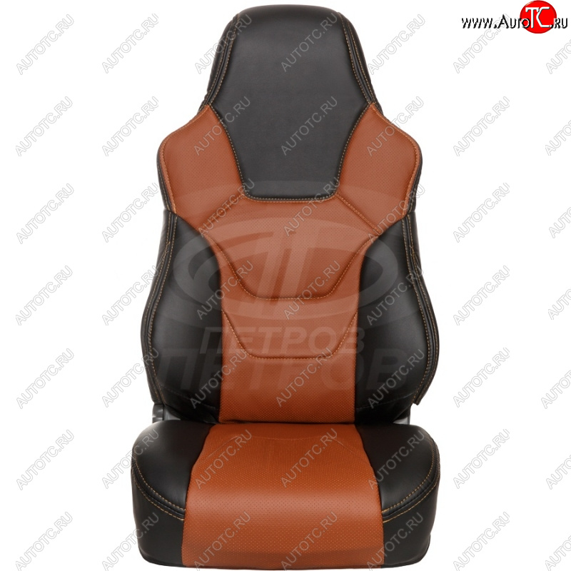 5 599 р. Комплект универсальных чехлов (экокожа, средний размер) ПЕТРОВ R.SPORT L   (черный/паприка)  с доставкой в г. Керчь