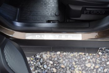 3 239 р. Пороги накладки Petroil Tuning  Renault Duster  HM (2021-2024) рестайлинг (полированная нержавейка)  с доставкой в г. Керчь. Увеличить фотографию 2