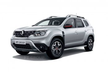 Защита порогов (прямая, Ø63 мм) Petroil Tuning Renault Duster  HM (2021-2024) рестайлинг
