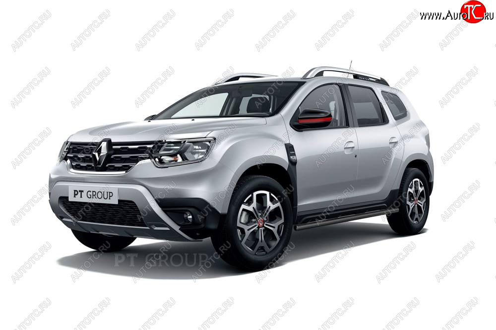 6 889 р. Защита порогов (прямая, Ø63 мм) Petroil Tuning  Renault Duster  HM (2021-2024) рестайлинг (окраска в черный (Шагрень))  с доставкой в г. Керчь