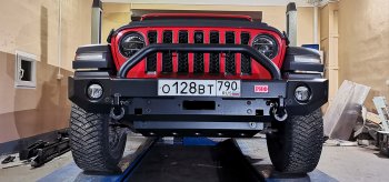 79 049 р. Бампер силовой передний РИФ  Jeep Wrangler  JL (2018-2024) 3 дв. дорестайлинг (под доп. фары, с центральной защитной дугой)  с доставкой в г. Керчь. Увеличить фотографию 2