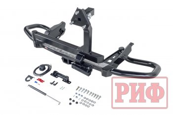 89 079 р. Бампер силовой задний РИФ Toyota Land Cruiser Prado J150 2-ой рестайлинг (2017-2020) (С квадратом под фаркоп, калиткой и подсветкой номера)  с доставкой в г. Керчь. Увеличить фотографию 2