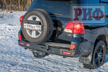 124 569 р. Бампер силовой задний РИФ  Toyota Land Cruiser  200 (2007-2012) дорестайлинг (с квадратом под фаркоп, калиткой, фонарями, подсветкой номера)  с доставкой в г. Керчь. Увеличить фотографию 2