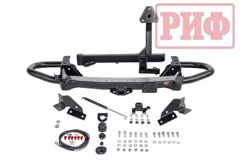81 649 р. Бампер силовой задний РИФ  Toyota Fortuner  AN160 (2015-2020) дорестайлинг (С квадратом под фаркоп, калиткой и подсветкой номера)  с доставкой в г. Керчь. Увеличить фотографию 2