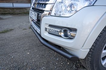 44 249 р. Бампер передний силовой РИФ Mitsubishi Pajero 4 V90 2-ой рестайлинг (2014-2020) (Под площадку для лебёдки RIFPJR-30000 с защитой радиатора)  с доставкой в г. Керчь. Увеличить фотографию 2