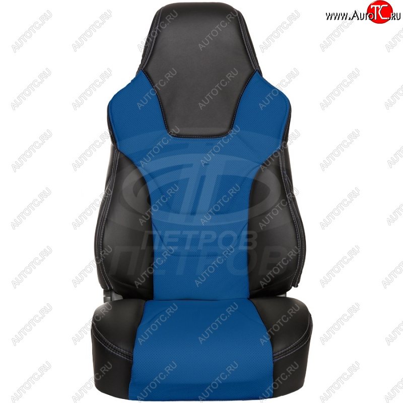 5 599 р. Чехлы (экокожа, base/classic, 60/40) ПЕТРОВ R.SPORT  Hyundai Solaris  RBr (2010-2017), KIA Rio  3 QB (2011-2017) (черный/синий)  с доставкой в г. Керчь