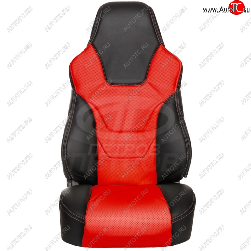 5 599 р. Чехлы (экокожа, base/classic, 60/40) ПЕТРОВ R.SPORT  Hyundai Solaris  RBr (2010-2017), KIA Rio  3 QB (2011-2017) (черный/красный)  с доставкой в г. Керчь