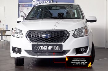 Защитная сетка решетки переднего бампера Русская Артель Datsun on-DO седан дорестайлинг (2014-2019) (Поверхность текстурная)