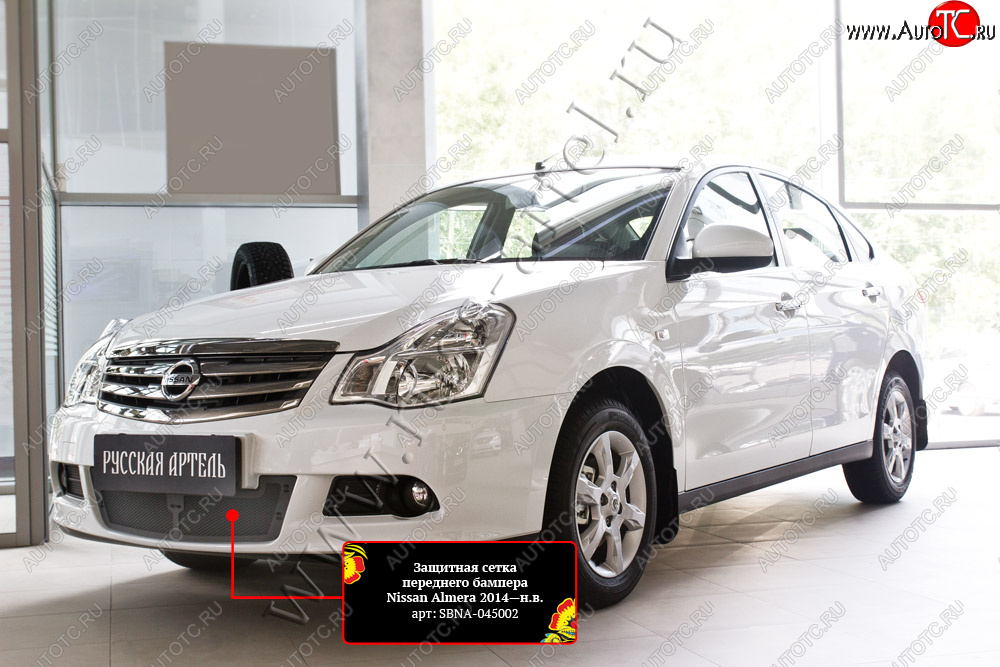 2 159 р. Защитная сетка решетки переднего бампера Русская Артель  Nissan Almera  G15 (2012-2019) седан (Поверхность текстурная)  с доставкой в г. Керчь