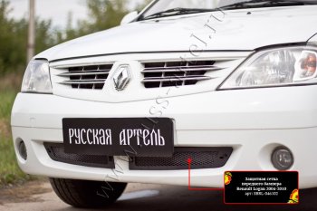 Комплект защиты (сетка и зимняя заглушка) в передний бампер Русская Артель Renault Logan  1 (2004-2010) дорестайлинг (Поверхность текстурная)