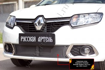 2 169 р. Защитная сетка решётки переднего бампера Русская Артель  Renault Sandero  (B8) (2014-2018) дорестайлинг (Поверхность текстурная)  с доставкой в г. Керчь. Увеличить фотографию 3