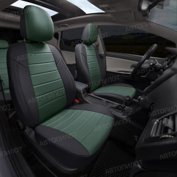 13 649 р. Чехлы на сиденья (экокожа, ЗСиС 40/60, до 2013 г.в.) Автопилот  Chevrolet Niva  2123 (2002-2020), Лада 2123 (Нива Шевроле) (2002-2020) (черный/зеленый)  с доставкой в г. Керчь. Увеличить фотографию 7