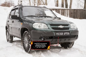 1 299 р. Защитная сетка решетки переднего бампера Русская Артель  Chevrolet Niva  2123 (2009-2020), Лада 2123 (Нива Шевроле) (2009-2020) (Поверхность текстурная)  с доставкой в г. Керчь. Увеличить фотографию 2