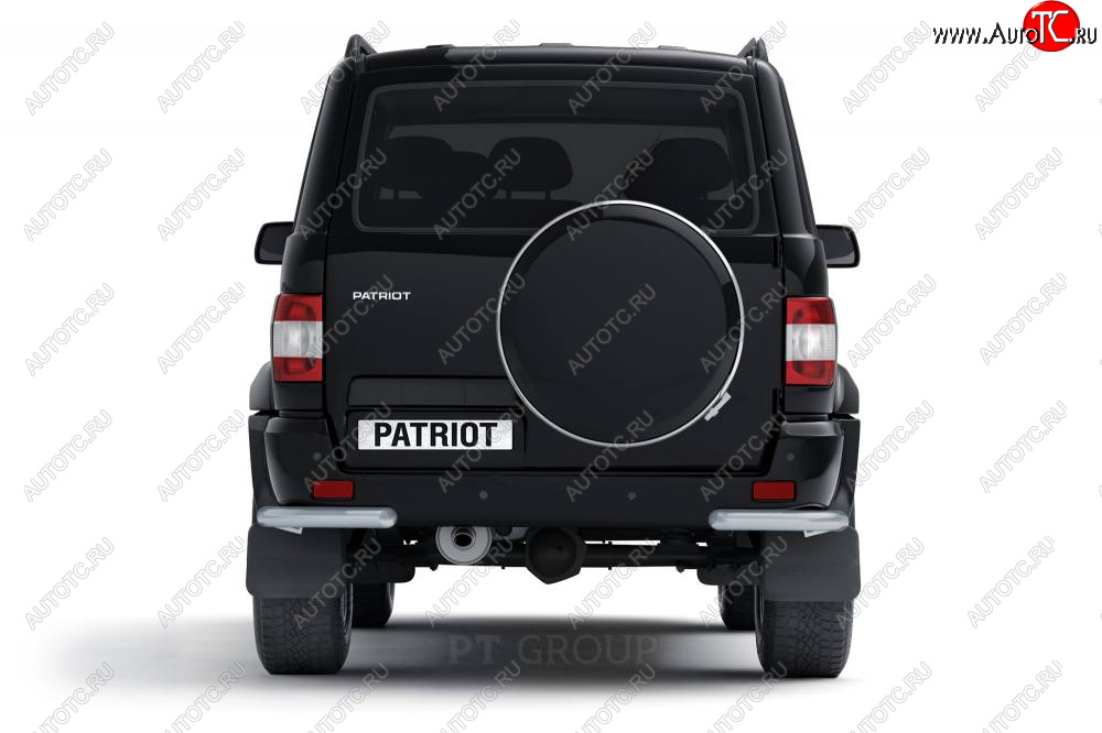 5 479 р. Защита заднего бампера (угловая Ø63 мм) Petroil Tuning Petroil Tuning  Уаз Патриот ( 3163 5-дв.,  3163 5 дв.) (2014-2025) 1-ый рестайлинг, 2-ой рестайлинг (окраска в серебристый (Искра))  с доставкой в г. Керчь