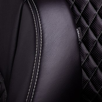 9 449 р. Чехлы для сидений Lord Autofashion Турин Ромб (экокожа, спинка и сиденье 60/40, 2 Г-образных подголовника) Skoda Fabia Mk2 хэтчбэк рестайлинг (2010-2014) (Черный, вставка черная, строчка серая)  с доставкой в г. Керчь. Увеличить фотографию 4