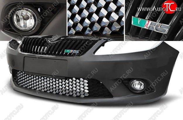 38 349 р. Передний бампер RS Style Skoda Fabia Mk2 хэтчбэк дорестайлинг (2007-2010) (Неокрашенный)  с доставкой в г. Керчь