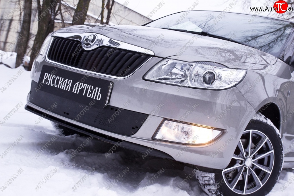 999 р. Зимняя заглушка решетки переднего бампера РА  Skoda Fabia  Mk2 (2010-2014) универсал рестайлинг, хэтчбэк рестайлинг  с доставкой в г. Керчь