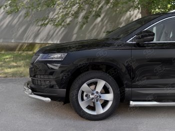 26 999 р. Защита переднего бампера (2 трубы Ø63 мм, нержавейка) SLITKOFF  Skoda Karoq  NU7 (2017-2021) дорестайлинг  с доставкой в г. Керчь. Увеличить фотографию 4