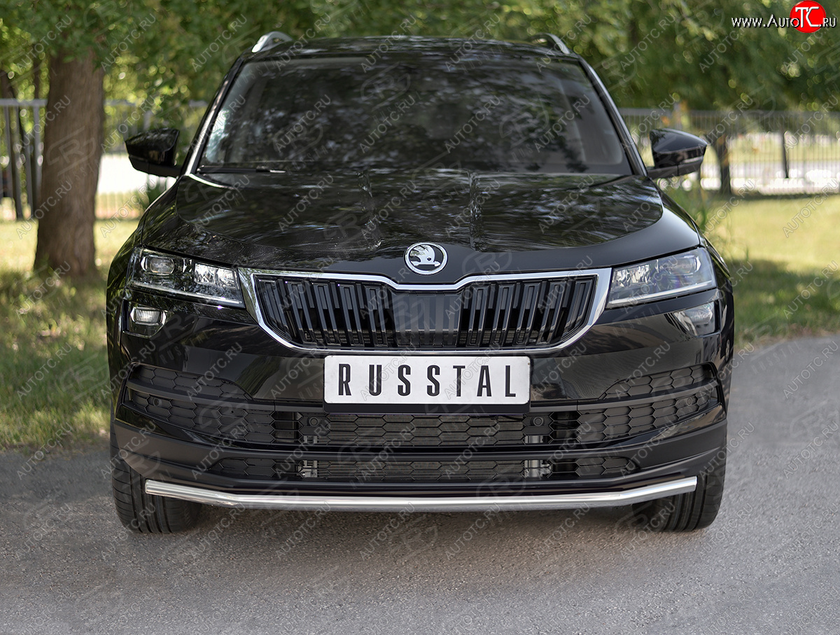 15 499 р. Защита переднего бампера (Ø42 мм, нержавейка) SLITKOFF  Skoda Karoq  NU7 (2017-2021) дорестайлинг  с доставкой в г. Керчь