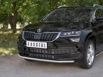 15 499 р. Защита переднего бампера (Ø42 мм, нержавейка) SLITKOFF  Skoda Karoq  NU7 (2017-2021) дорестайлинг  с доставкой в г. Керчь. Увеличить фотографию 2