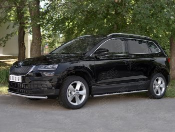 15 499 р. Защита переднего бампера (Ø42 мм, нержавейка) SLITKOFF  Skoda Karoq  NU7 (2017-2021) дорестайлинг  с доставкой в г. Керчь. Увеличить фотографию 3