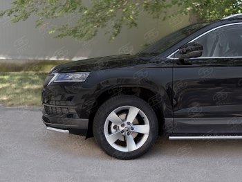 15 499 р. Защита переднего бампера (Ø42 мм, нержавейка) SLITKOFF  Skoda Karoq  NU7 (2017-2021) дорестайлинг  с доставкой в г. Керчь. Увеличить фотографию 4