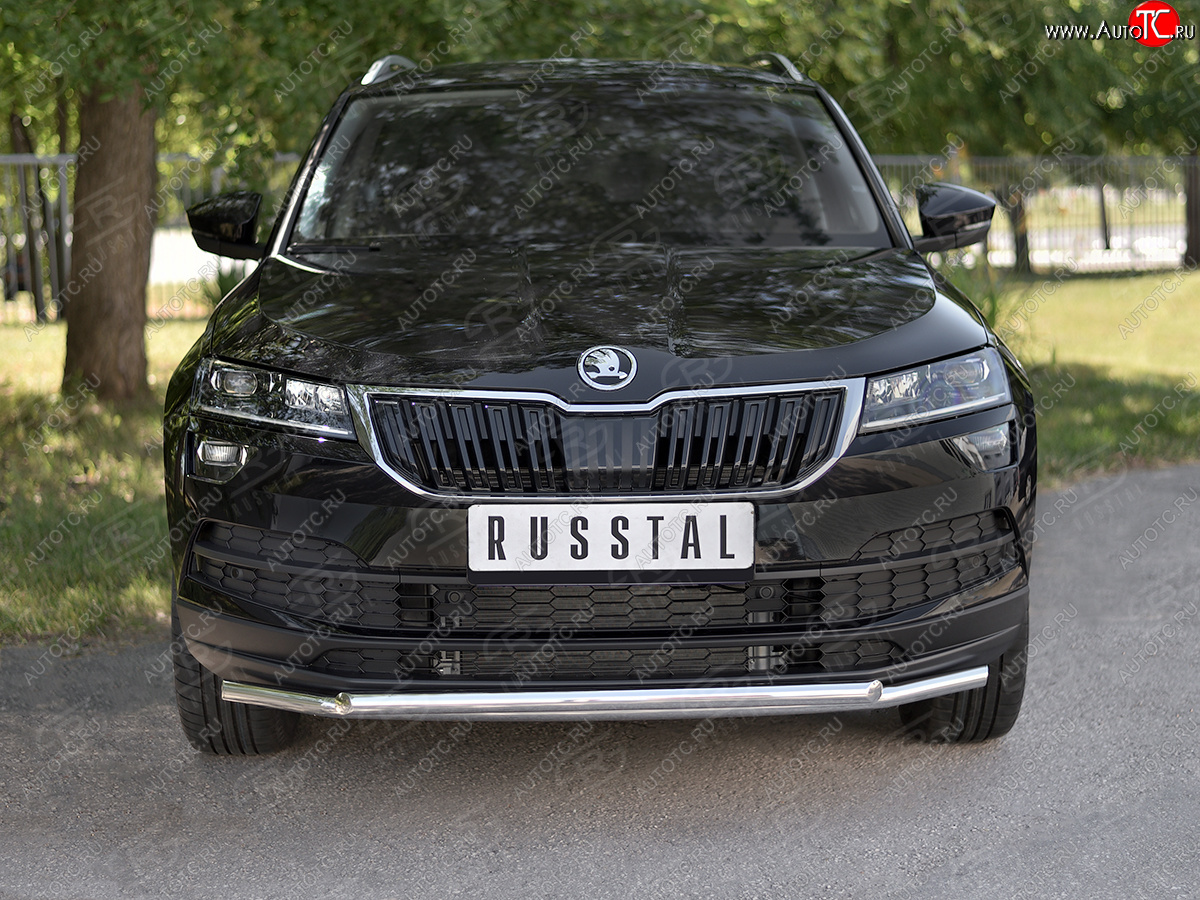 18 999 р. Защита переднего бампера (2 трубы Ø42 мм, нержавейка) SLITKOFF  Skoda Karoq  NU7 (2017-2021) дорестайлинг  с доставкой в г. Керчь
